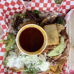 Taco Aina - Birria tacos, potato taco, chicken taco. All Incredibly delicious and flavorful. This photo doesn't give this food justice.