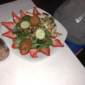 KIN Windsor - Fried Brie, Strawberry and Grilled Chicken Salad. Delicious - New American Near Me - Windsor, California KIN Windsor - Fried Brie, Strawberry and Grilled Chicken Salad. Delicious - New American Near Me - Windsor, California