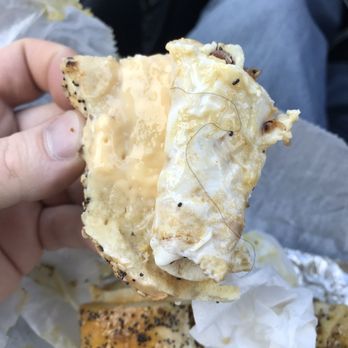 Bagel Gallery - Hair between egg and bottom half of bagel - Bagels Near Me - Smithtown, New York