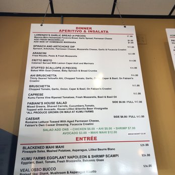 Fabiani's - Menu - Italian Near Me - Kihei, Hawaii