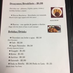 Los Platanares - Menu