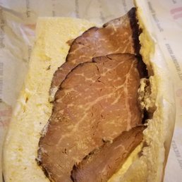 Roast beef sandwich with 2 slices of meat. Are you kidding me?