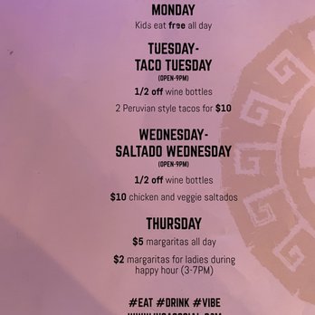 INCA Social - Weekday Specials - Peruvian Near Me - Vienna, Virginia INCA Social - Weekday Specials - Peruvian Near Me - Vienna, Virginia