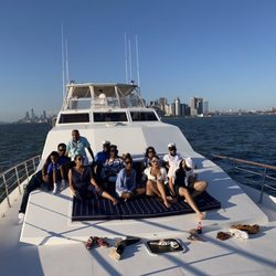 Prestige Yacht Charters - Nearing the Statue of Liberty. Captain Mike was patient and took a lot of great pics for us !
