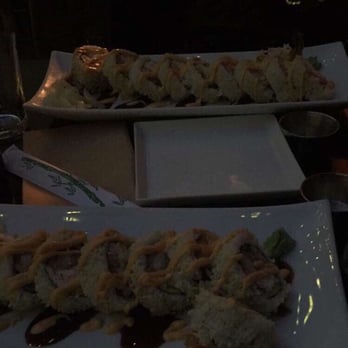 Far Bar - Shrimp Tempura Roll (front) & Far East Roll (back) (Sorry for the bad lighting but my flash wasn't working!) - Asian Fusion Near Me - Los Angeles, California Far Bar - Shrimp Tempura Roll (front) & Far East Roll (back) (Sorry for the bad lighting but my flash wasn't working!) - Asian Fusion Near Me - Los Angeles, California