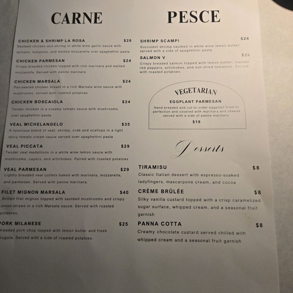 Dolce V - Menu 2 - Italian Near Me - Woodhaven, Michigan