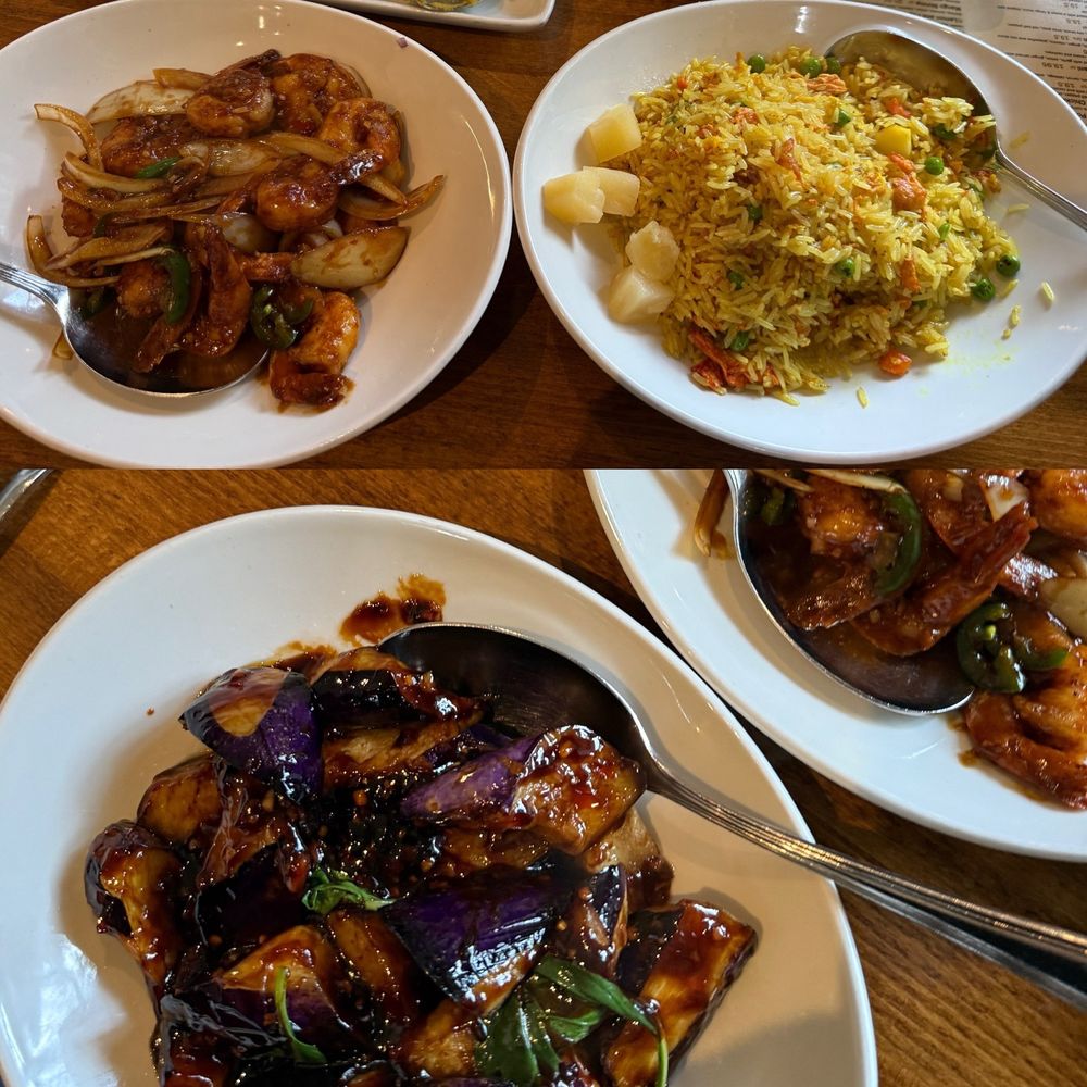 My Burma - Chili shrimp, garlic eggplant, pineapple fried rice - Burmese Near Me - Davis, California My Burma - Chili shrimp, garlic eggplant, pineapple fried rice - Burmese Near Me - Davis, California