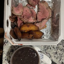 Picanha, beans, and maduros