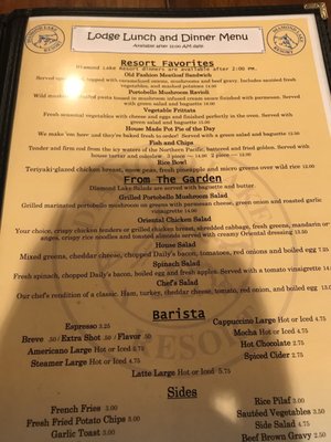 Menu photo 1 Diamond Lake Resort Cafe Diamond Lake, OR