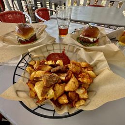 Classic burgers and basket of fries! Classic burgers and basket of fries!