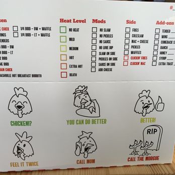Cluck & Blaze - The Levels Of Heat On The Sandwiches. - Chicken Shop Near Me - Long Beach, California