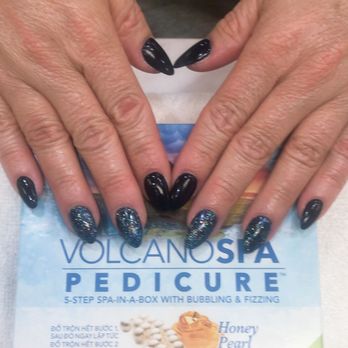Lotus Nails - Almond nails, blue and glitter by Trish. Love! - Nail Salons Near Me - Las Vegas, Nevada Lotus Nails - Almond nails, blue and glitter by Trish. Love! - Nail Salons Near Me - Las Vegas, Nevada