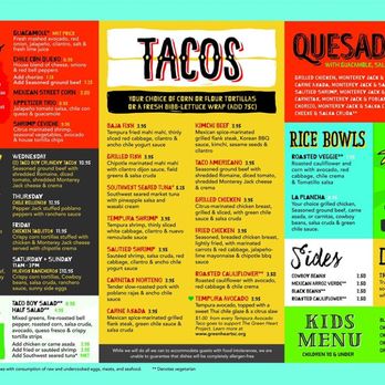 Taco Boy - The newer menu...It has changed since a year ago.  This is one of the two sides. - Mexican Near Me - Summerville, South Carolina