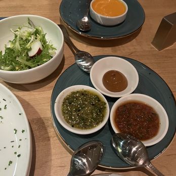 Zaranda - Salsas and salad for octopus, plus habanero salsa on the side! - Mexican Near Me - Houston, Texas Zaranda - Salsas and salad for octopus, plus habanero salsa on the side! - Mexican Near Me - Houston, Texas