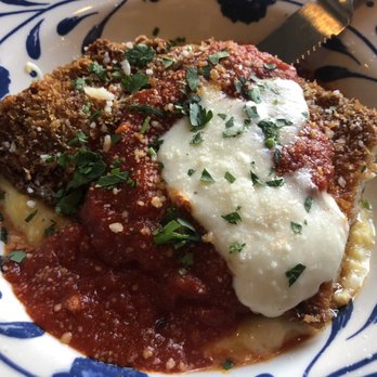 Catelli's - Chicken parmigiana over creamy polenta (this is a split order) - New American Near Me - Geyserville, California Catelli's - Chicken parmigiana over creamy polenta (this is a split order) - New American Near Me - Geyserville, California