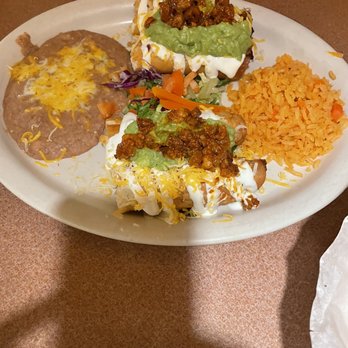 Al Pancho's Mexican Restaurant - #6 Flautas combo with Al Pastor on top - Mexican Near Me - Alpine, California