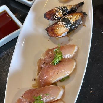 Fish In A Bottle Sushi - Albacore Unagi and Surf Clam - Sushi Bars Near Me - Placentia, California Fish In A Bottle Sushi - Albacore Unagi and Surf Clam - Sushi Bars Near Me - Placentia, California