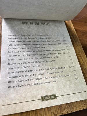 Menu photo 6 Church Bar Bathurst, NSW