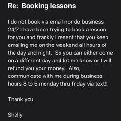 Hillcrest Ranch - Rude email from Shelly