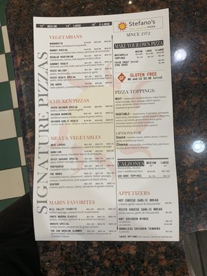 Menu photo 1 Stefano's Pizza Novato, CA Menu photo 1 Stefano's Pizza Novato, CA