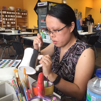 Fire It Up Pottery & Art Studio - My sister making her mug master piece - Art Classes Near Me - Sugar Land, Texas