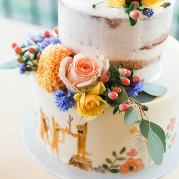 Studio Cake - Naked cake with a hand-painted fondant base that matches our invitation design - Bakeries Near Me - Menlo Park, California Studio Cake - Naked cake with a hand-painted fondant base that matches our invitation design - Bakeries Near Me - Menlo Park, California