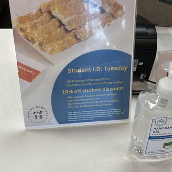 Bafang Dumpling - Tuesdays 10% discount for UCSD and SDSU student, faculty and staff - Taiwanese Near Me - San Diego, California