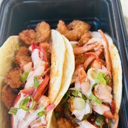 Shrimp Tacos  The best tacos I ever had  The food is always hot and fresh