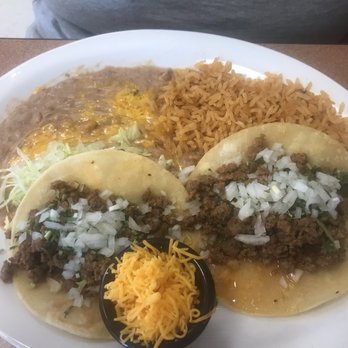 Fenix Restaurant - Two ground beef tacos plate - Mexican Near Me - Apple Valley, California