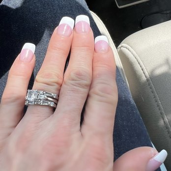 Lee Nails - Pink and white acrylic by Kim, picture on the way home - Nail Salons Near Me - Woodstock, Maryland Lee Nails - Pink and white acrylic by Kim, picture on the way home - Nail Salons Near Me - Woodstock, Maryland