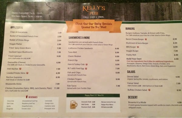 Menu photo 5 Kelly's Pub San Diego, CA Menu photo 5 Kelly's Pub San Diego, CA