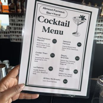 Almost Famous - Menu August 2025 - Cocktail Bars Near Me - Houston, Texas