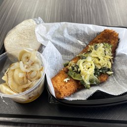Haddock Tino, Pierogi, Extra Bread Slice Haddock Tino, Pierogi, Extra Bread Slice