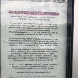 Dirt's COVID response.... all six of the employees that were working at the time I came in weren't wearing masks. Dirt's COVID response.... all six of the employees that were working at the time I came in weren't wearing masks.