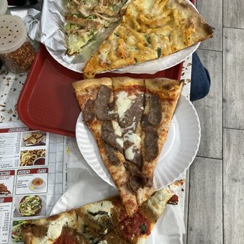 La Vita Pizza - Eggplant parm slice Sausage slice Ziti slice Grilled Chicken Caesar Specialty Pizza - Pizza Near Me - New York, New York La Vita Pizza - Eggplant parm slice Sausage slice Ziti slice Grilled Chicken Caesar Specialty Pizza - Pizza Near Me - New York, New York