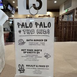 Palo Palo: kids menu