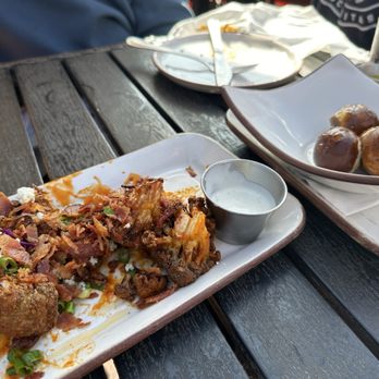 Biergarden Encinitas - Buffalo Cauliflower with Bacon added Pretzel bites - New American Near Me - Encinitas, California Biergarden Encinitas - Buffalo Cauliflower with Bacon added Pretzel bites - New American Near Me - Encinitas, California