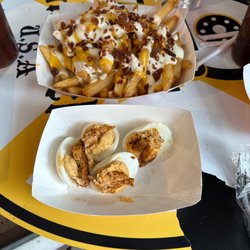 Railroad Street Bar and Grill - Bacon ranch fries and their speciality deviled eggs!