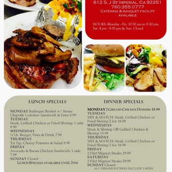 Maranatha Steakhouse - Specials June 2015 - Steakhouses Near Me - Imperial, California