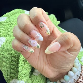 Glamour Nail Bar - Medium Almond Nails With Design - Nail Salons Near Me - Bellflower, California Glamour Nail Bar - Medium Almond Nails With Design - Nail Salons Near Me - Bellflower, California