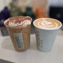 Hudson's Place - Iced tiramisu latte, agent latte (collagen included).