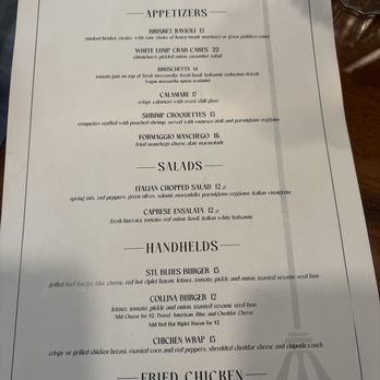 Collina - Menu p1 - New American Near Me - St. Louis, Missouri