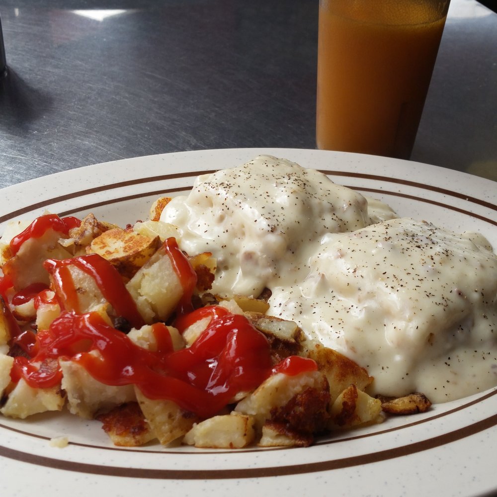 101 Cafe - Biscuits & Gravy with a side of home fries. - American Near Me - Oceanside, California