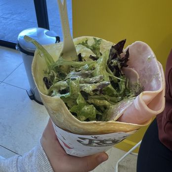Roll Creperie - S3 (Melted mozzarella, ham, pesto, and greens) - Creperies Near Me - Mililani, Hawaii Roll Creperie - S3 (Melted mozzarella, ham, pesto, and greens) - Creperies Near Me - Mililani, Hawaii