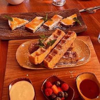 Madison - Shared bites! Waffled Churro Sticks and goat cheese toast - Italian Near Me - San Diego, California Madison - Shared bites! Waffled Churro Sticks and goat cheese toast - Italian Near Me - San Diego, California