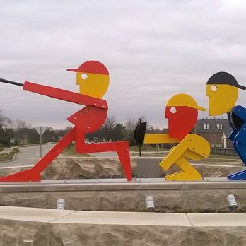 Hazel Dell Parkway Roundabout Sculptures - Home Run by Jorge Blanco 2017 at 126th St - Public Art Near Me - Carmel, Indiana Hazel Dell Parkway Roundabout Sculptures - Home Run by Jorge Blanco 2017 at 126th St - Public Art Near Me - Carmel, Indiana