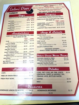 Menu photo 8 Salem's Diner Birmingham, AL