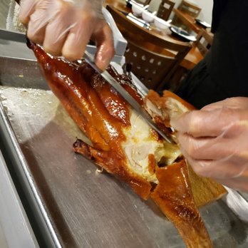 Lily's Chinese Food - Our tableside Chef custom slices the Peking Duck - Chinese Near Me - Selden, New York Lily's Chinese Food - Our tableside Chef custom slices the Peking Duck - Chinese Near Me - Selden, New York