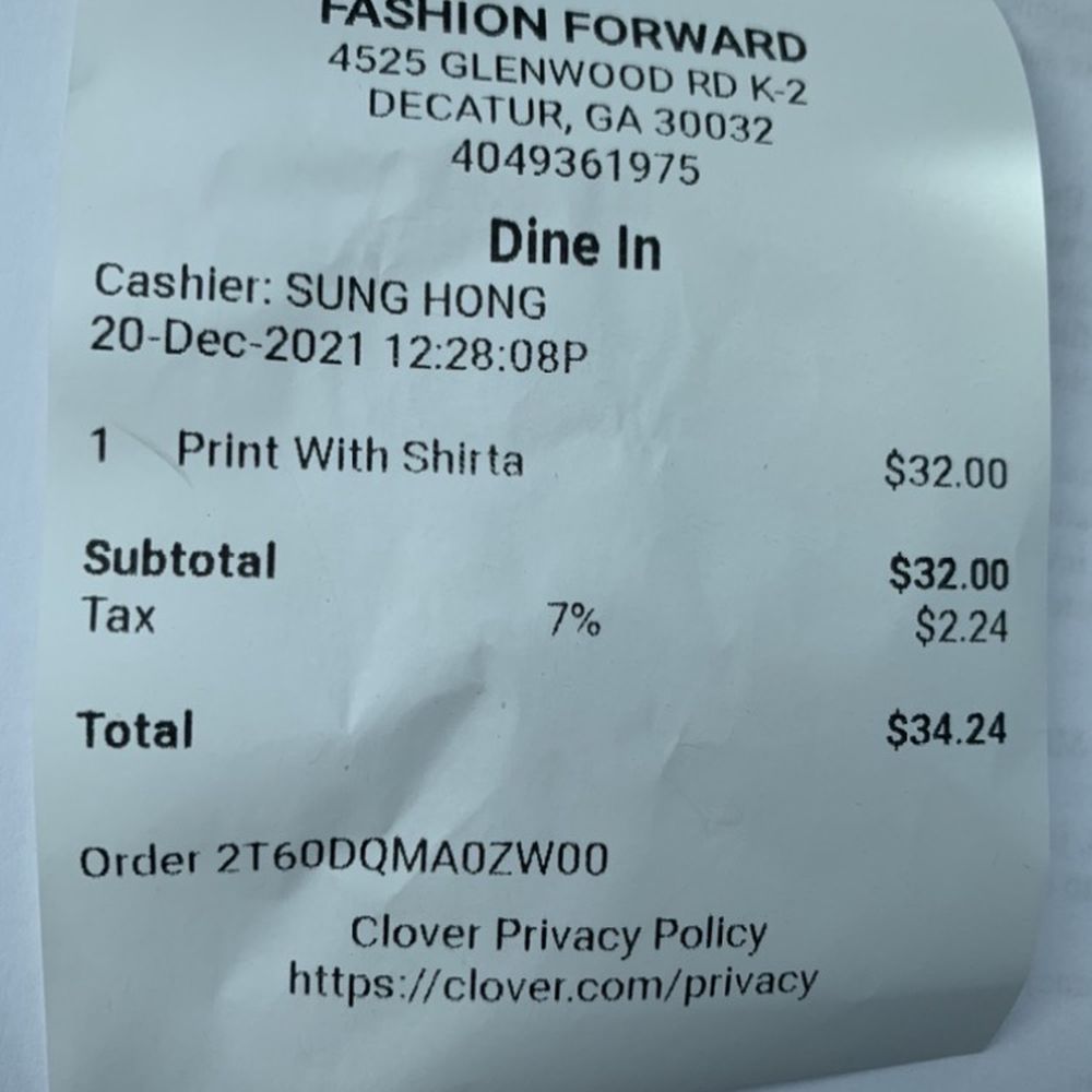 Old receipt- just all his information Old receipt- just all his information