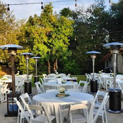 Nice Event Rentals - Nice Event Rental's dark mocha patio heaters.